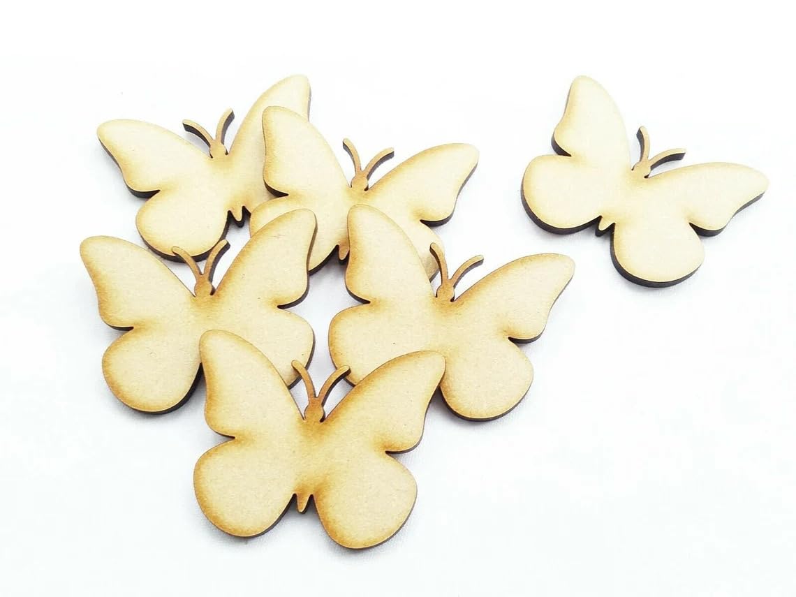 Pack of 20 Wooden MDF Butterfly Shape Cutouts | 2 Inch Wooden Craft Blanks for DIY Projects | Unfinished Wood Ornament for Painting, Kids Art & Scrapbooking |